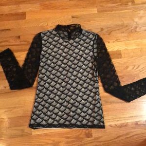 Diane VonFurstenberg Black lace top Size 6